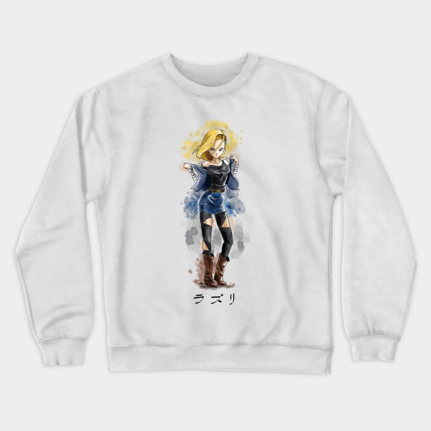 Android 18 Watercolor Crewneck Sweatshirt by OctobersArt